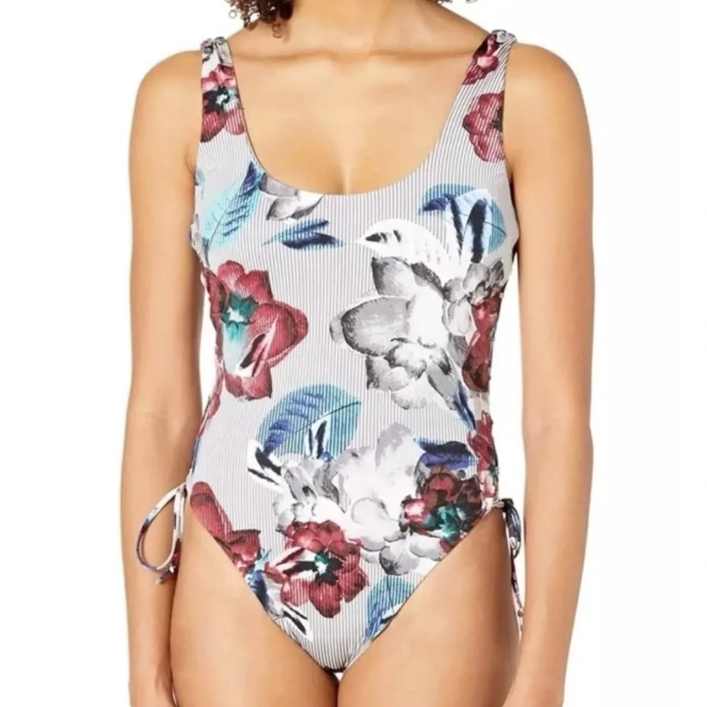The Bikini Lab Swim One Piece Swimsuit Floral Stripes Size Medium - Picture 1 of 9